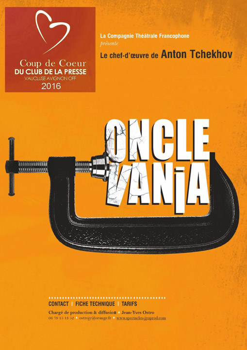 ONCLE VANIA. Au théâtre de Tournon-sur-Rhône le jeudi 15 mars 2018 à 20h30.